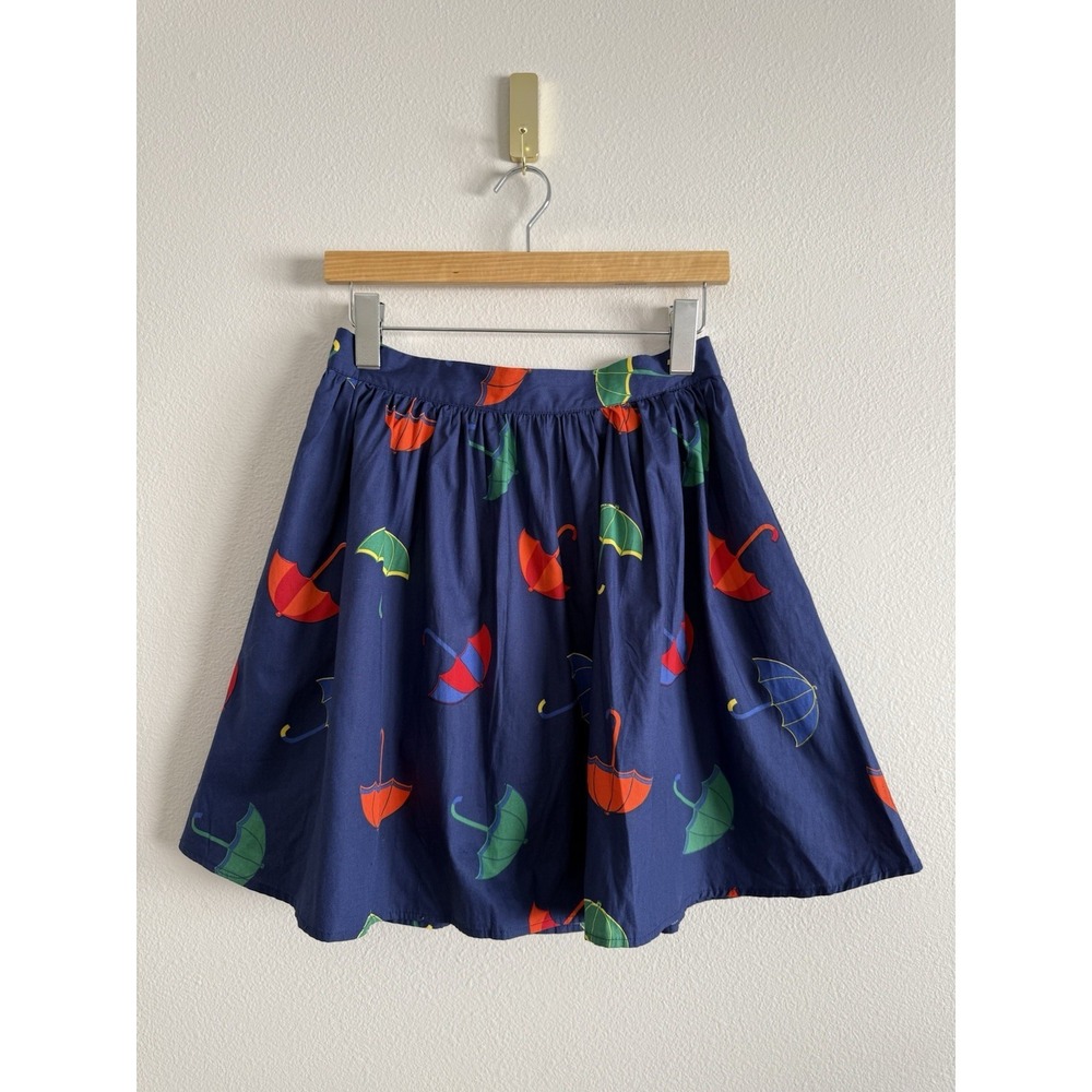 Modcloth Skirt Share Your Flare Umbrella Print Circle Mini Skirt Sz M Retro